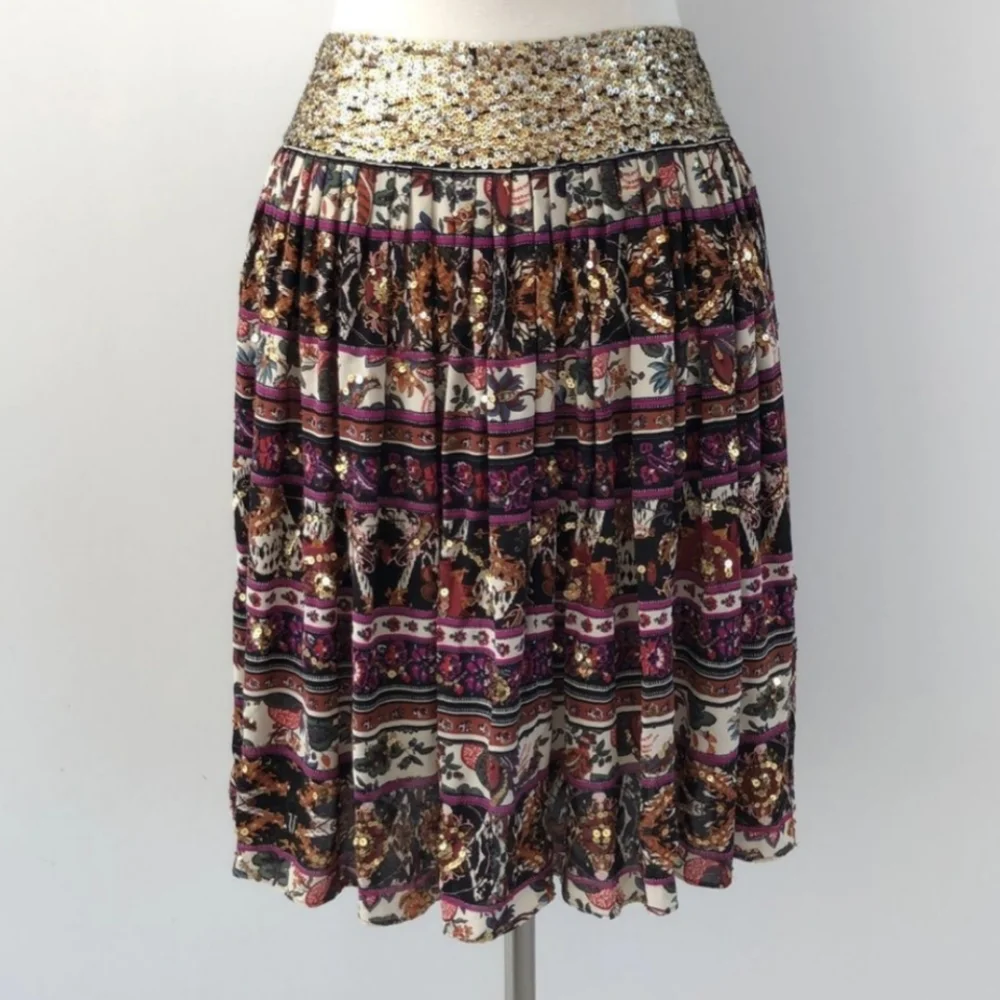 Sequin Silk Boho Skirt - DVF Diane Von Furstenberg